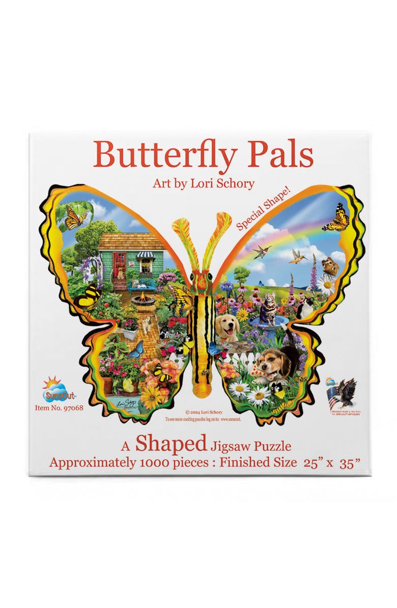 Sunsout Butterfly Pals 1000 piece Jigsaw Puzzle for Adults Special Shape, Alternate, color, Multicolor