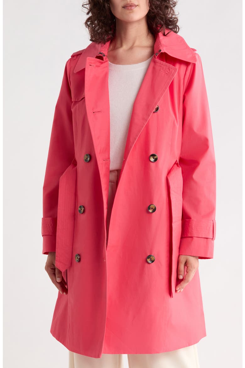 Double Breasted Trench Coat, Alternate, color, CORAL