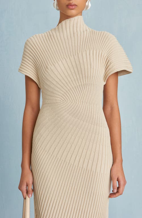 Cult Gaia Chrysta Turtleneck Rib Midi Sweater Dress In Neutral