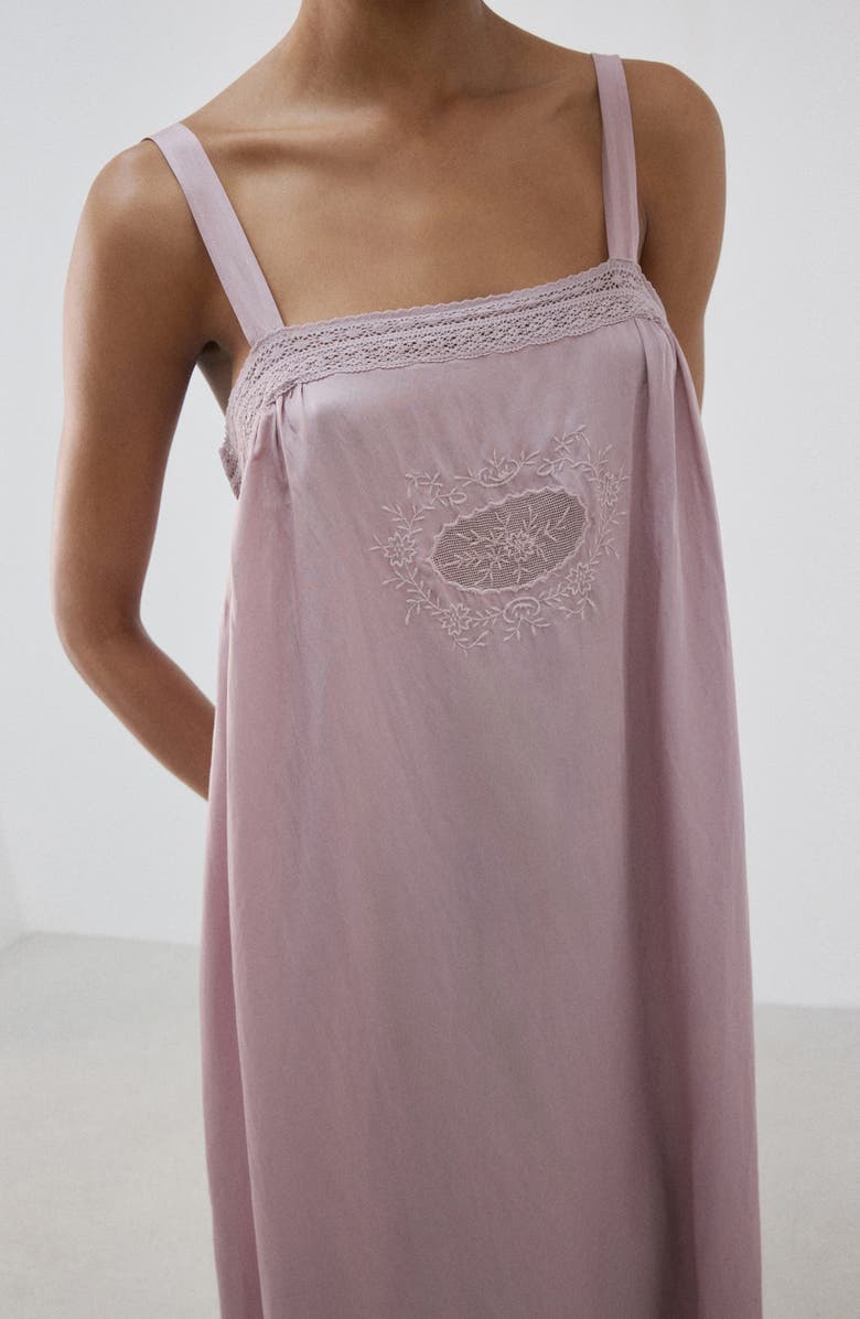 MANGO Embroidered Lace Trim Nightgown, Alternate, color, 