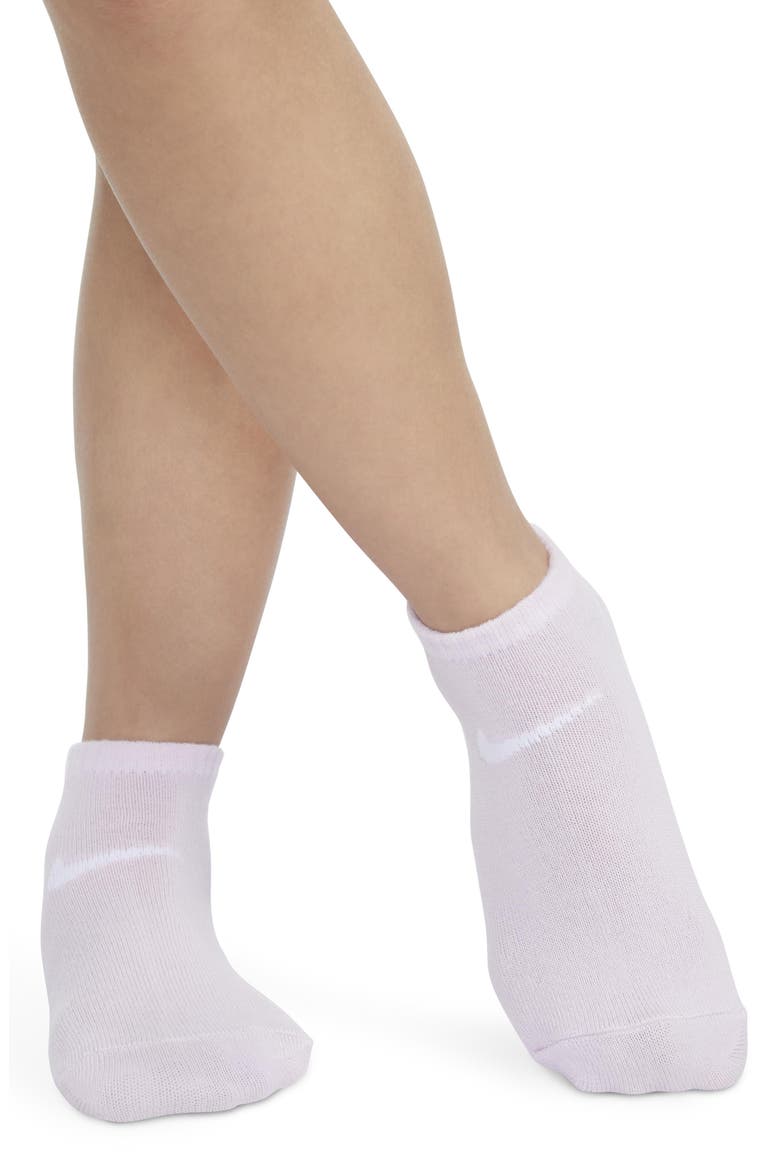 Kids' Metallic Swoosh Cushioned Ankle Socks, Alternate, color, DOLL