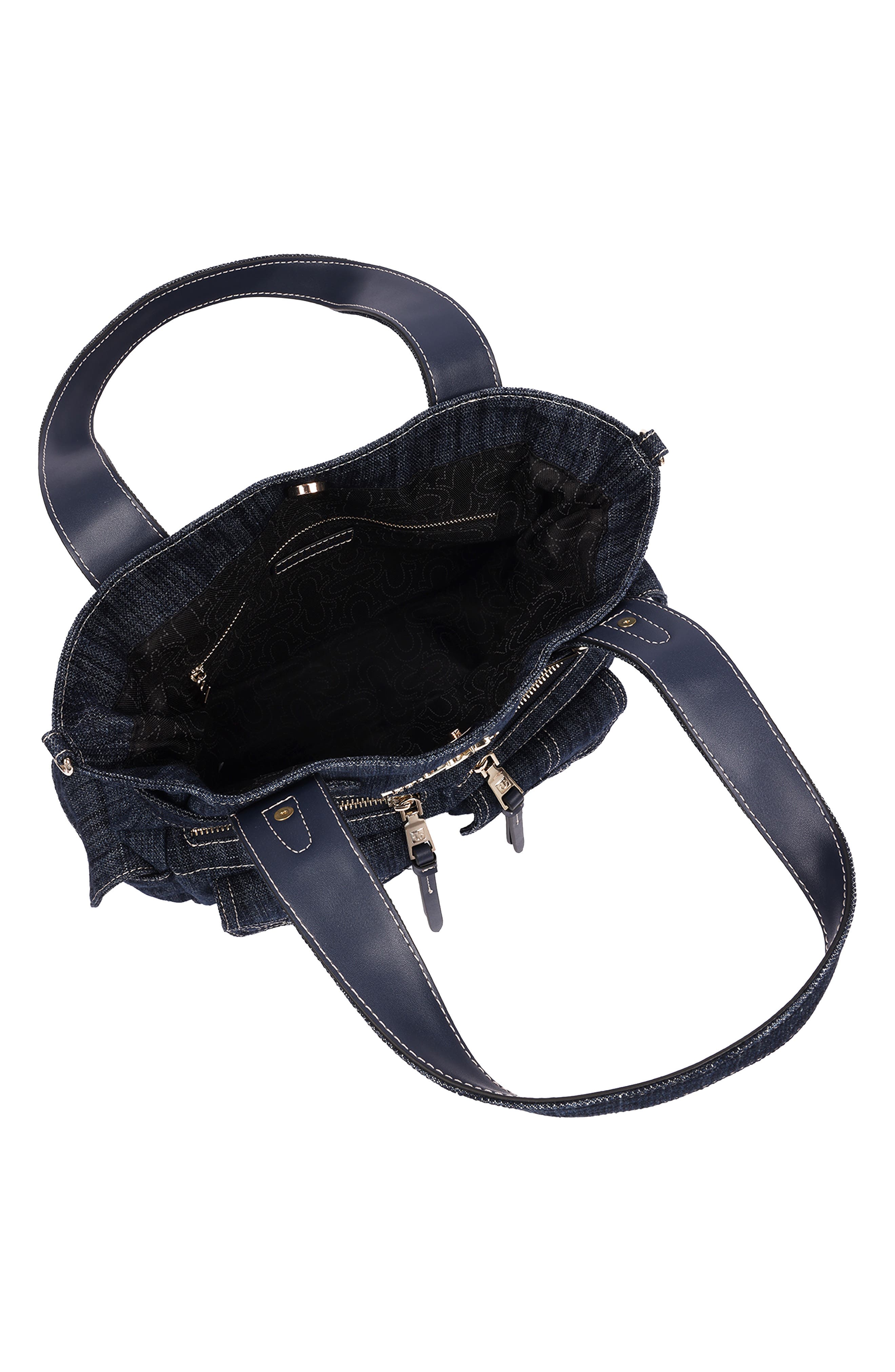 Multi Pocket Denim Tote, Alternate, color, DARK DENIM