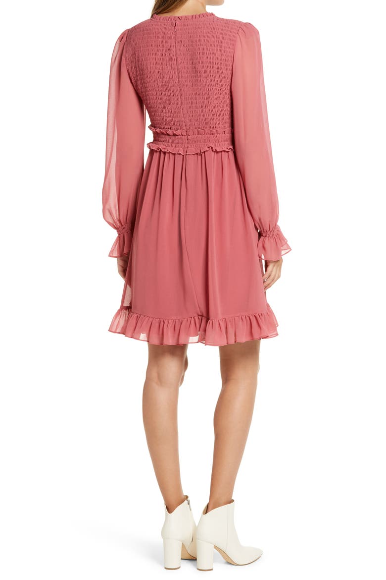 Smocked Ruffle Dress, Alternate, color, RED BAROQUE