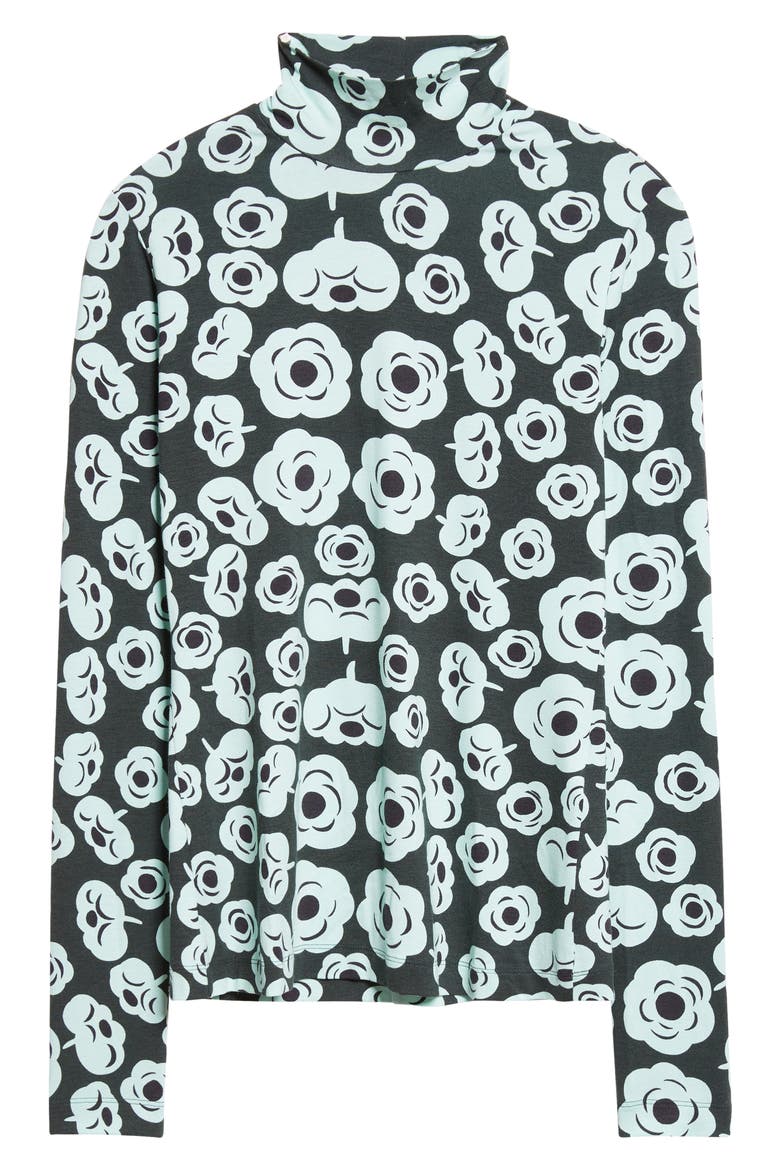 Armas Tumma Floral Turtleneck Top, Alternate, color, DARK GREEN TURQUOISE BLACK