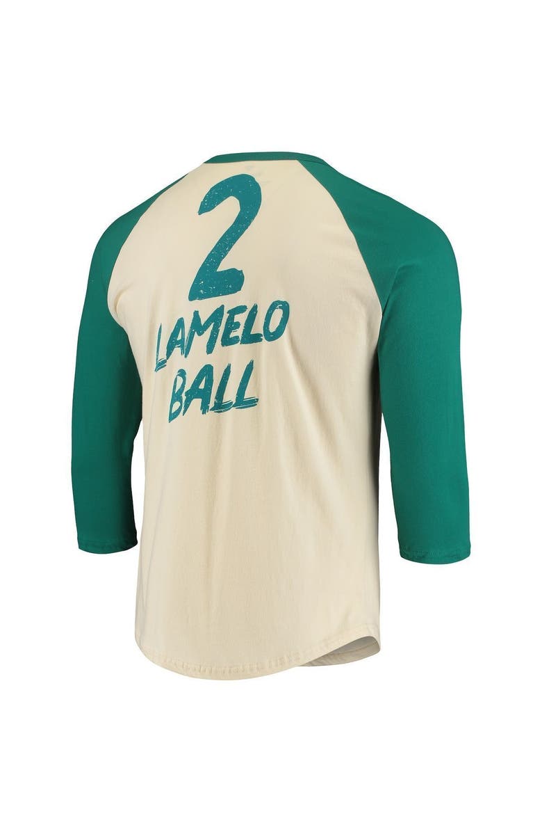 FANATICS Men's Fanatics Branded LaMelo Ball Cream Charlotte Hornets NBA 3/4-Sleeve Raglan T-Shirt, Alternate, color, 
