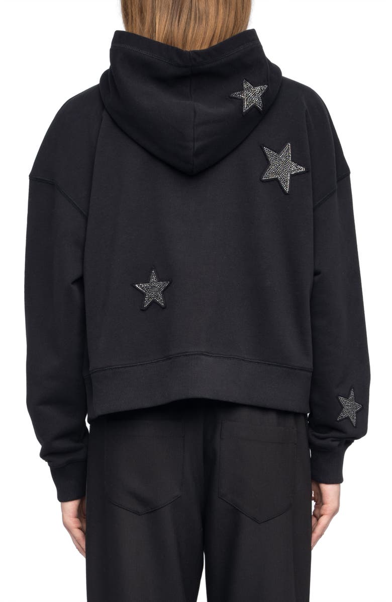 Zadig & Voltaire Mia Strass Rhinestone Star Hoodie, Alternate, color, Black