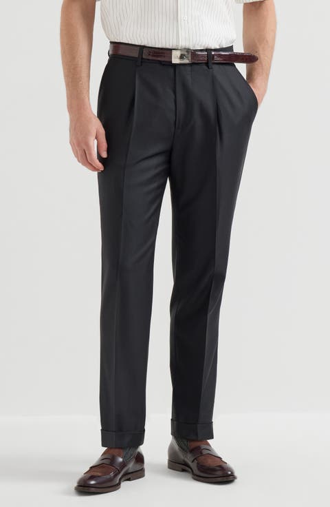 Super 150s virgin wool four season batavia trousers with pleat