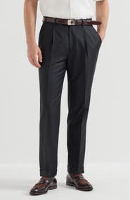 Brunello Cucinelli Super 150s virgin wool four season batavia trousers with pleat