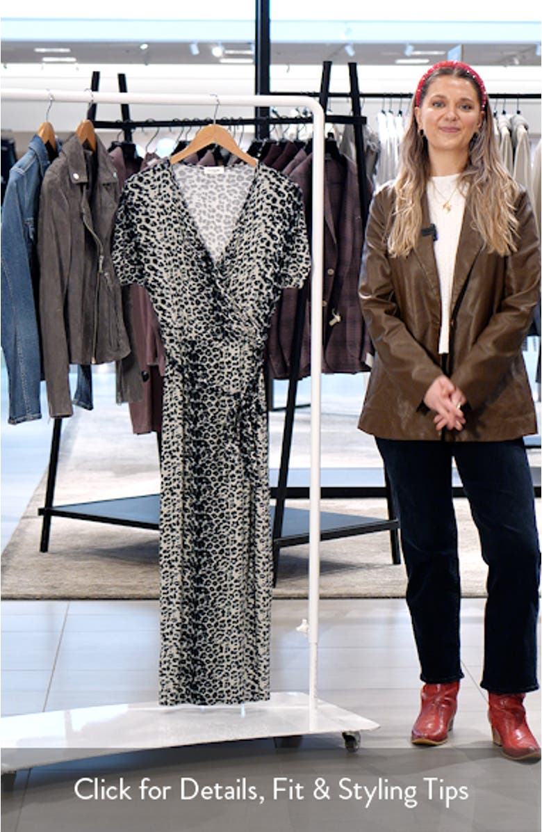 Leopard Print Faux Wrap Midi Dress, sales video thumbnail