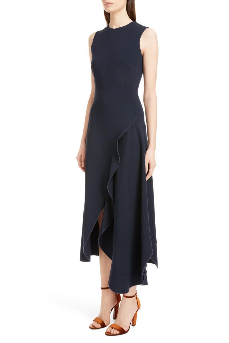 Asymmetrical Ruffle Detail Dress, Alternate, color, NAVY