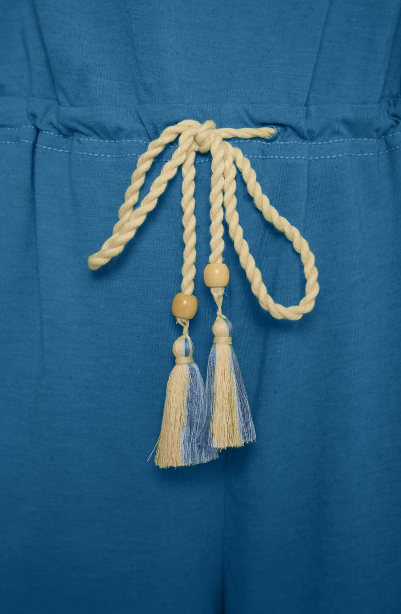 Lucky Brand Laguna Tie Waist Strapless Cover-Up Romper, Alternate, color, Peacock