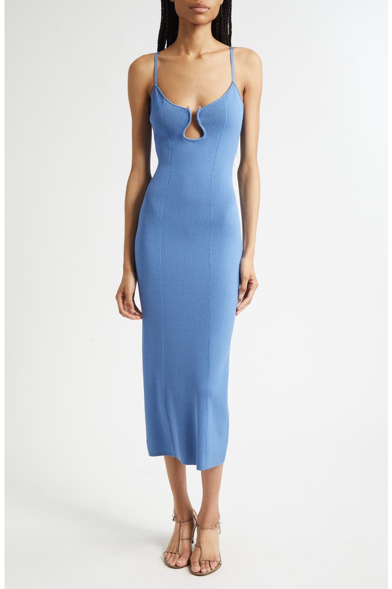Sloan Sculpted U-Neck Rib Midi Dress, Main, color, CORNFLOWER BLUE
