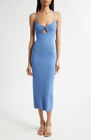 Ramy Brook Sloan Sculpted U-Neck Rib Midi Dress