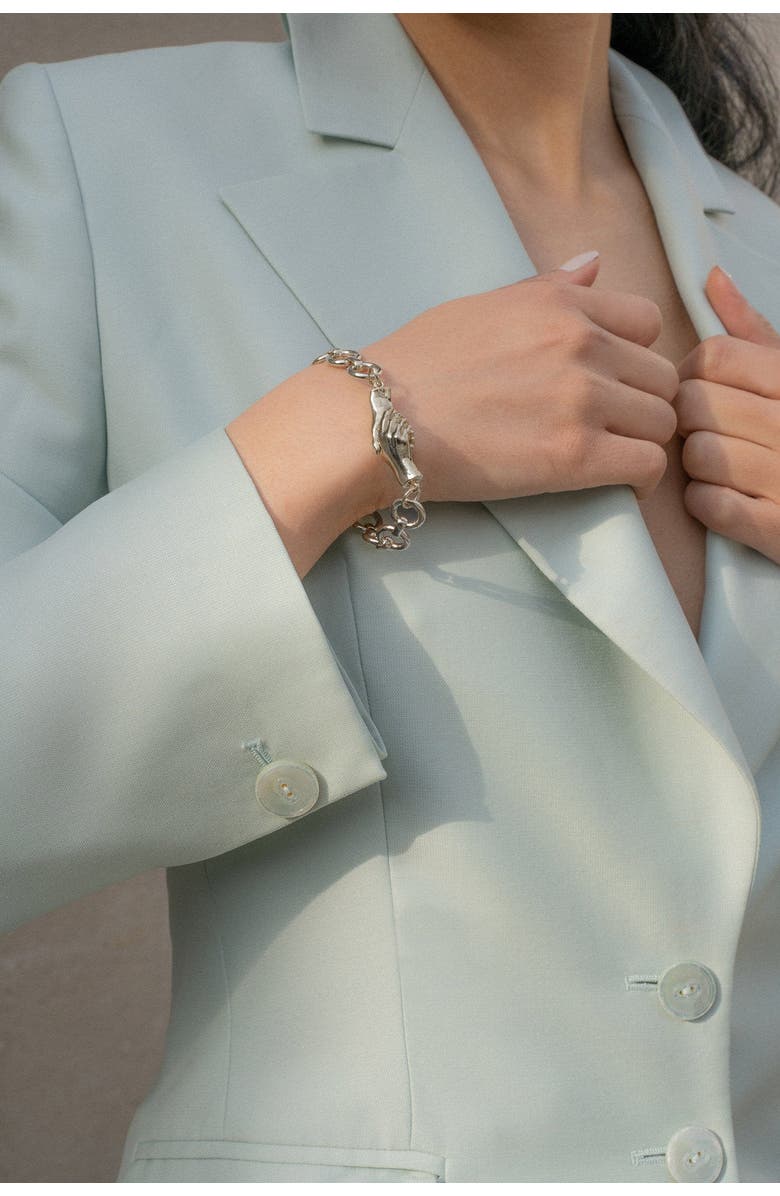 MLE Gentlewoman's Agreement Bracelet, Alternate, color, Metallic Silver