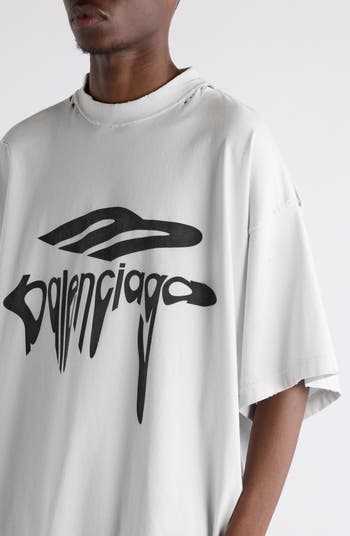Balenciaga Distressed Oversize Liquefied 3B Logo Graphic T