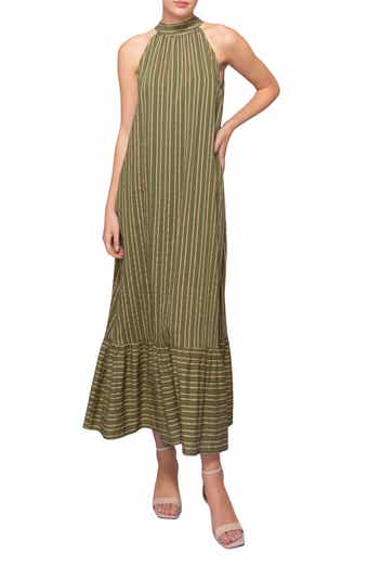 Stripe Mock Neck Maxi Sundress