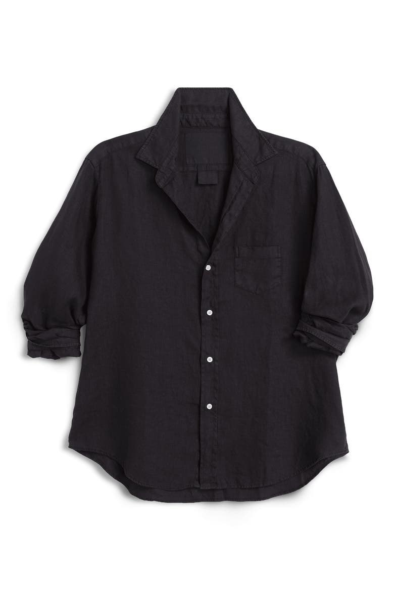 Relaxed Linen Button-Up Shirt, Main, color, BLACK LINEN