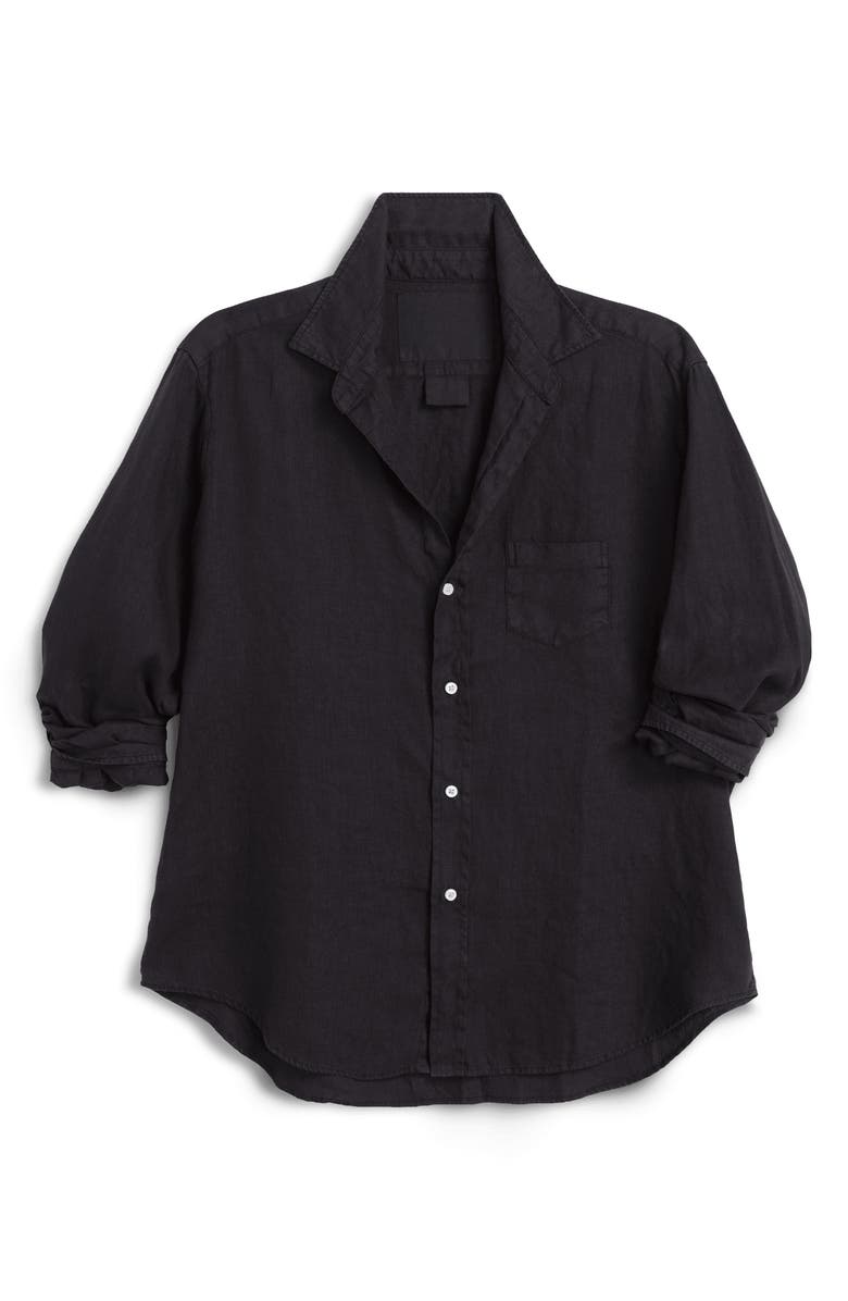 Frank & Eileen Relaxed Linen Button-Up Shirt, Main, color, Black Linen