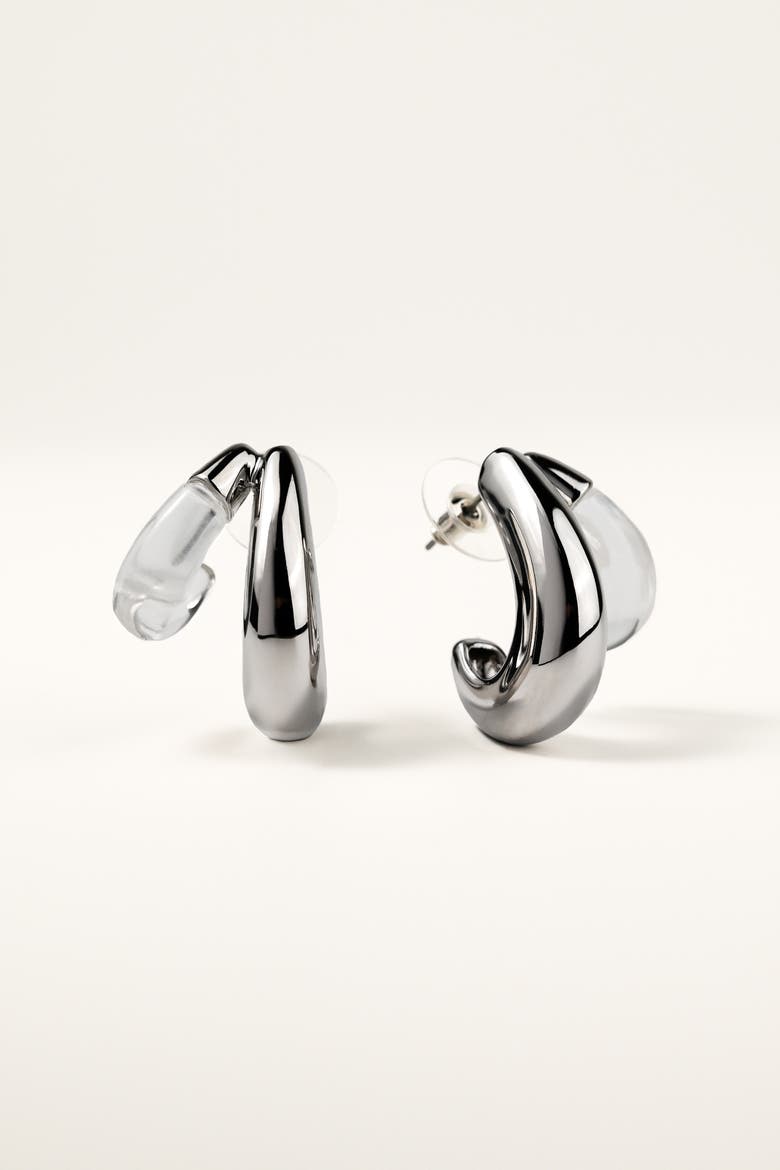 Double Take Hoops, Main, color, Silver