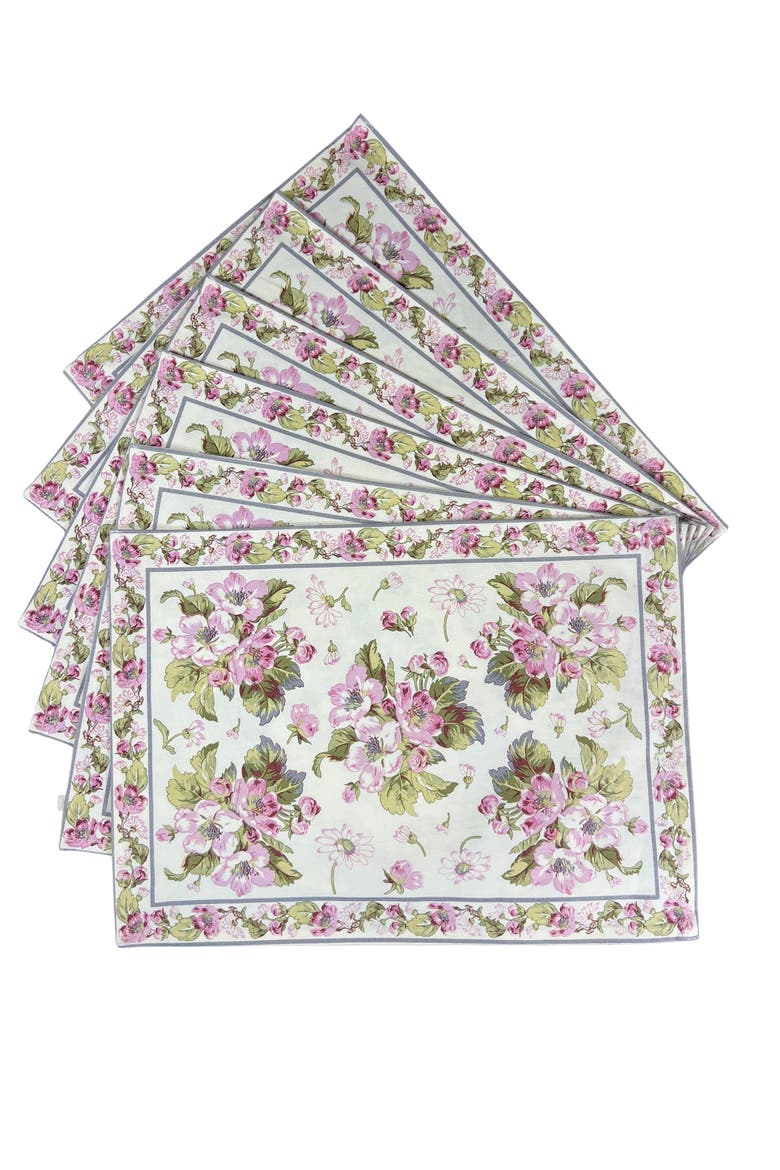 Apple Blossom Placemats, Set of 6, Main, color, Ivory