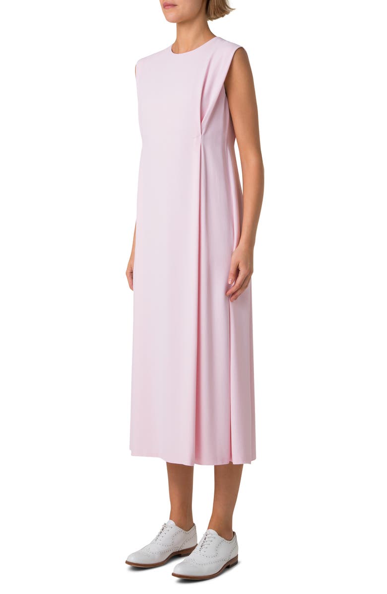 Akris Pleated Crepe Midi Dress, Alternate, color, Blush