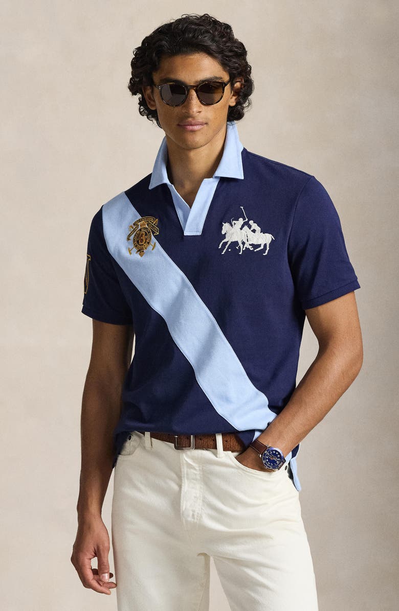 Polo Ralph Lauren Classic Fit Crest Jersey Graphic Polo, Alternate, color, Newport Navy/ Office Blue
