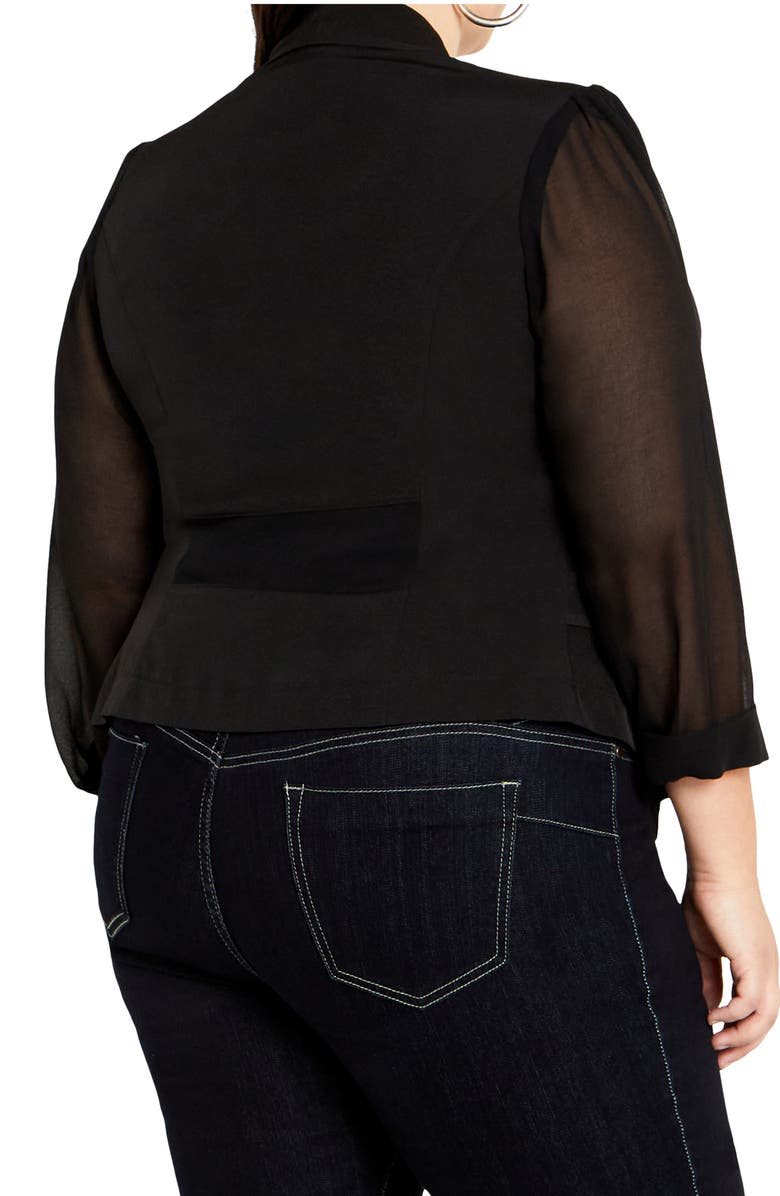 City Chic Sheer Panel Drape Blazer, Alternate, color,