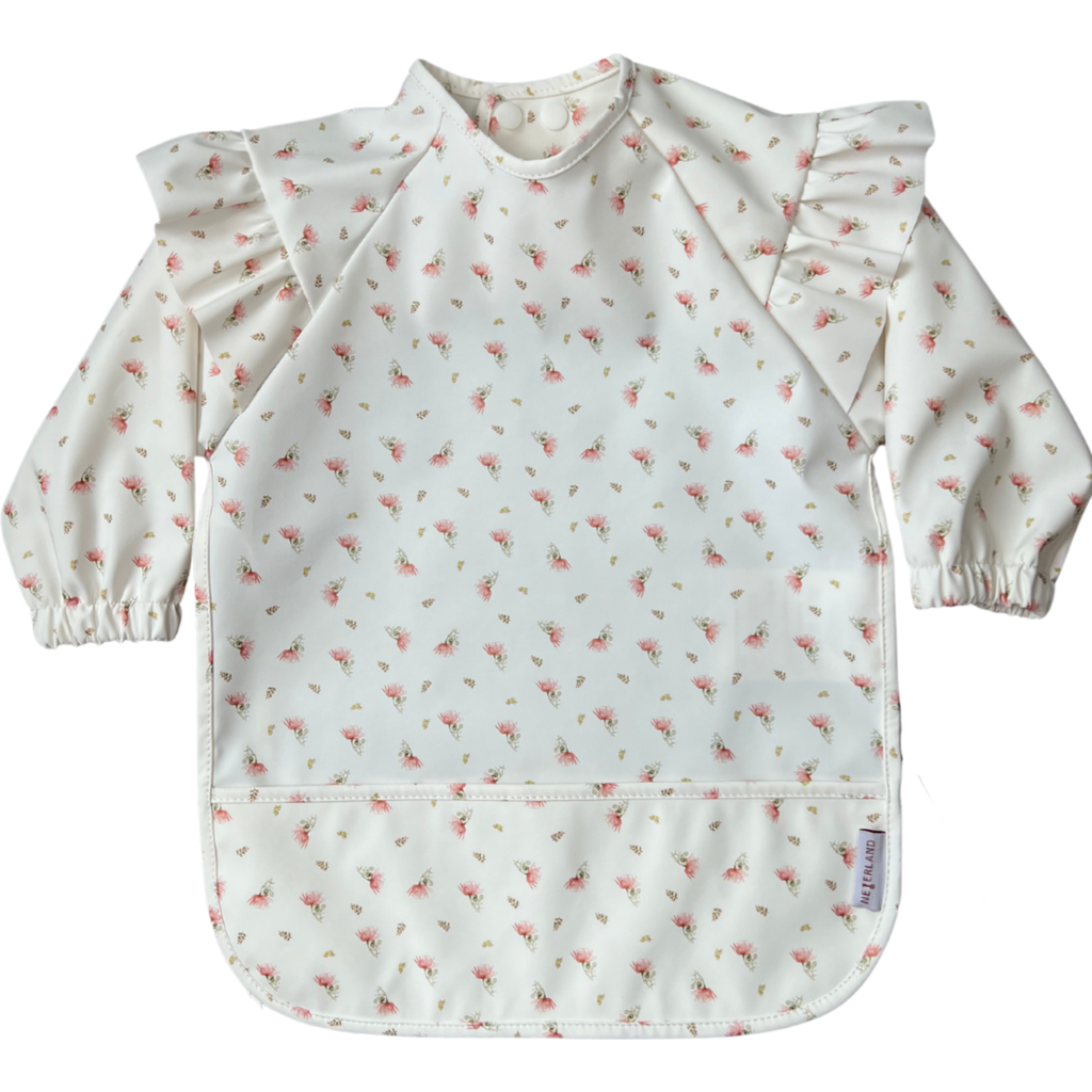 Neferland Low-pocket Ruffle Long Sleeve Bib Smock