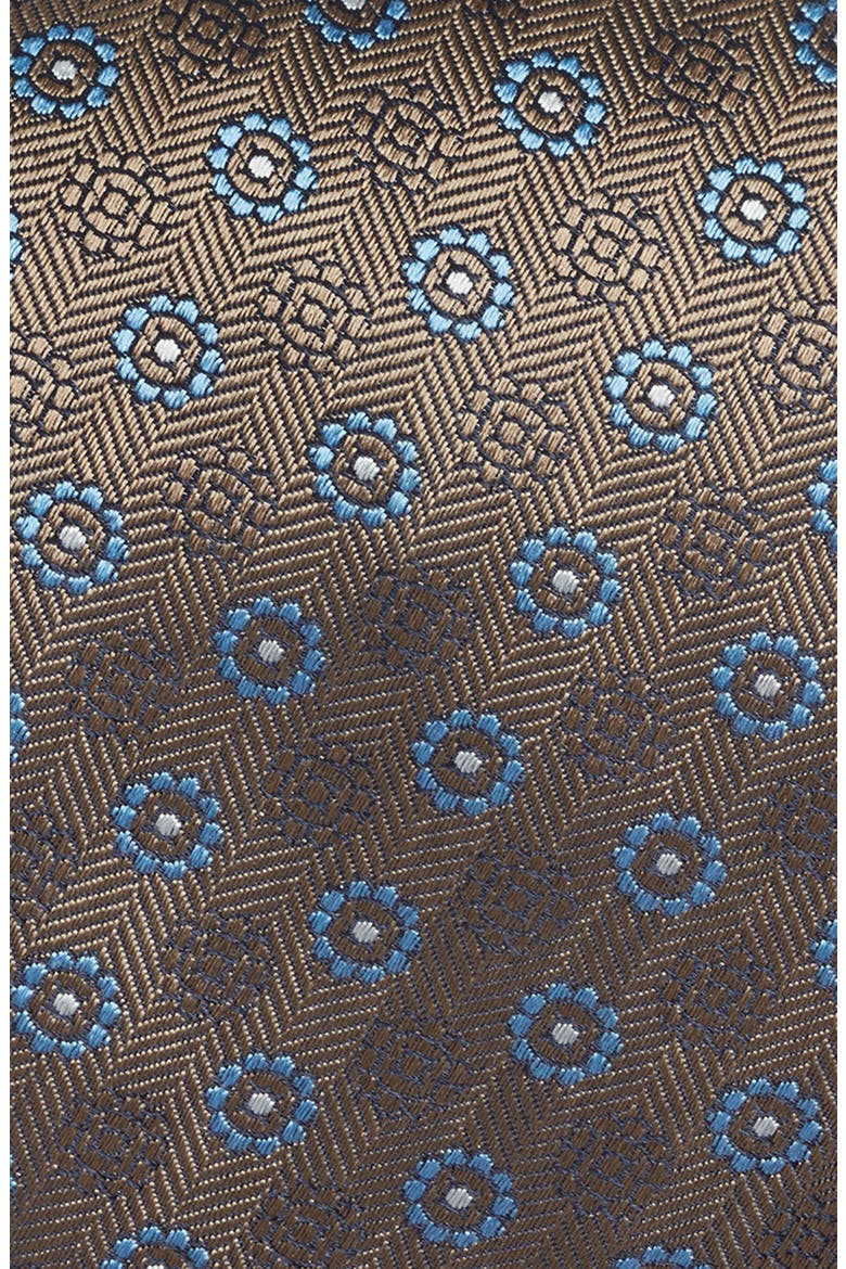 Floral Medallion Silk Tie, Alternate, color, LIGHT BROWN