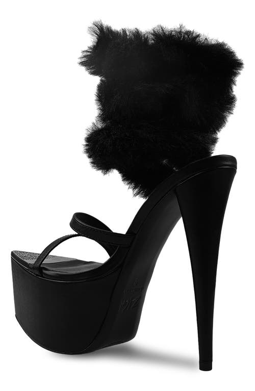 Zigi Zarra Faux Fur Platform Sandal In Black