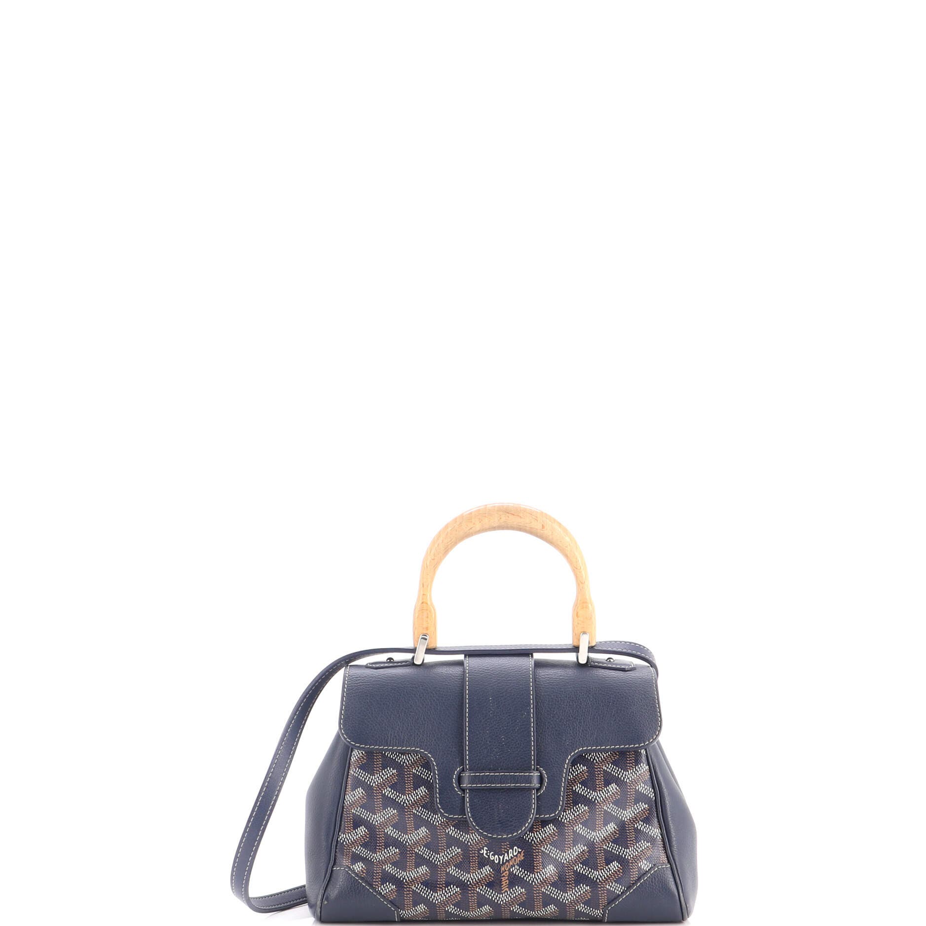 Saigon Top Handle Bag Coated Canvas with Leather Mini, Main, color, Blue