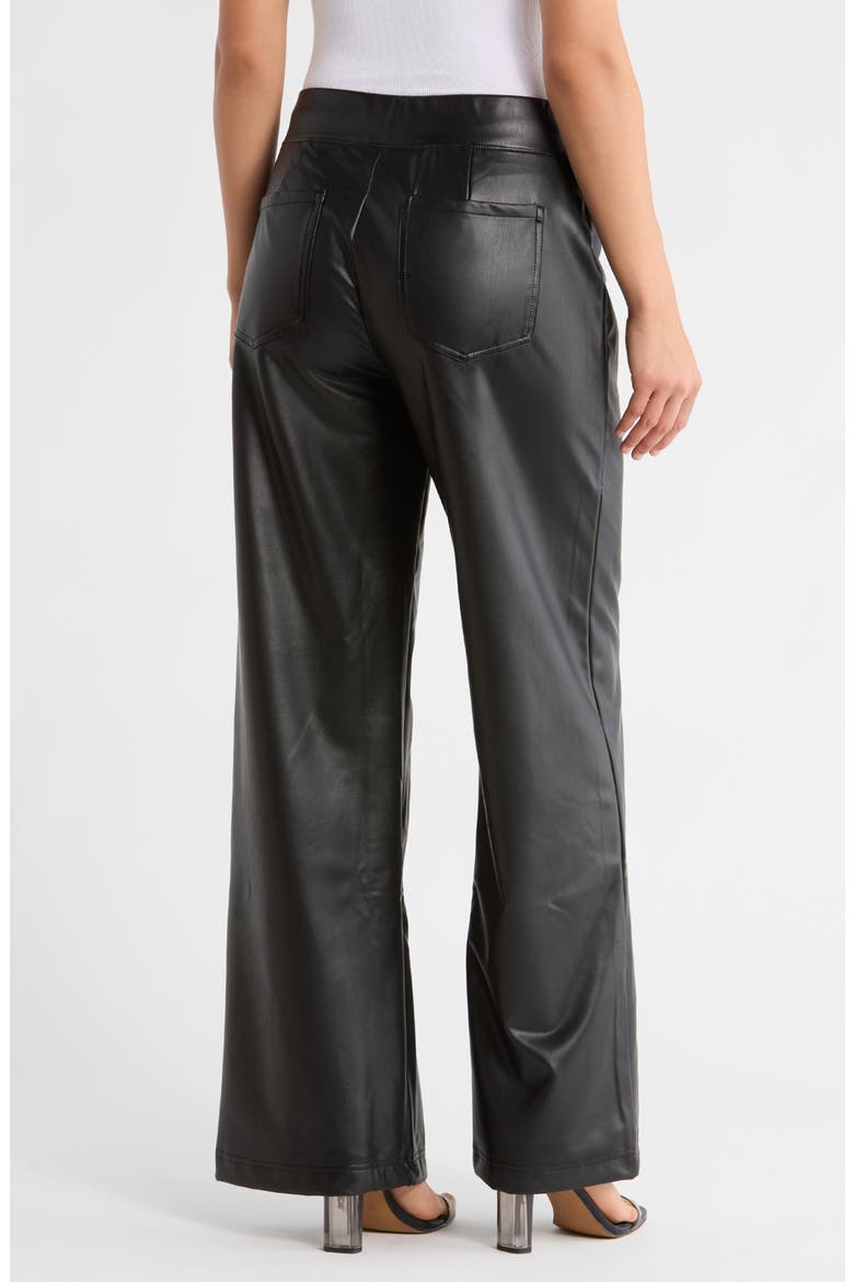 Faux Leather Wide Leg Pants, Alternate, color, BLACK
