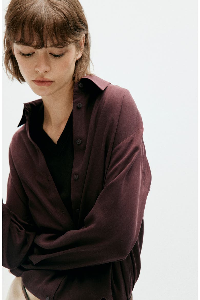 Lyocell Button-Up Shirt, Alternate, color, BROWN