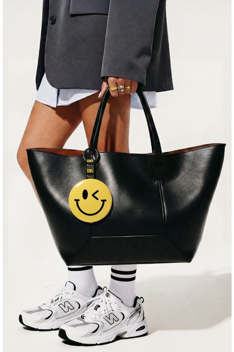 x S.W. Smiley Bag Charm Mirror, Alternate, color, Yellow