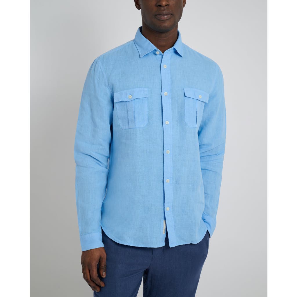 Onia Garment Dye Linen Standard Fit Shirt In Light Blue