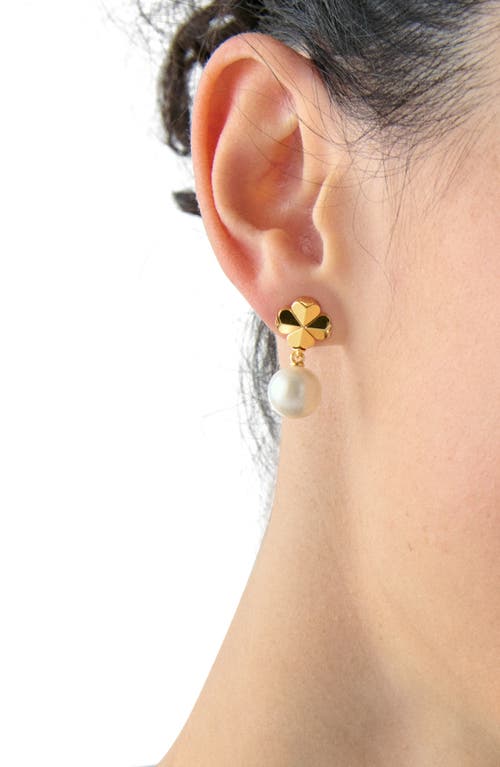 Kate Spade New York Spade Flower Faux Pearl Drop Earrings In Gold