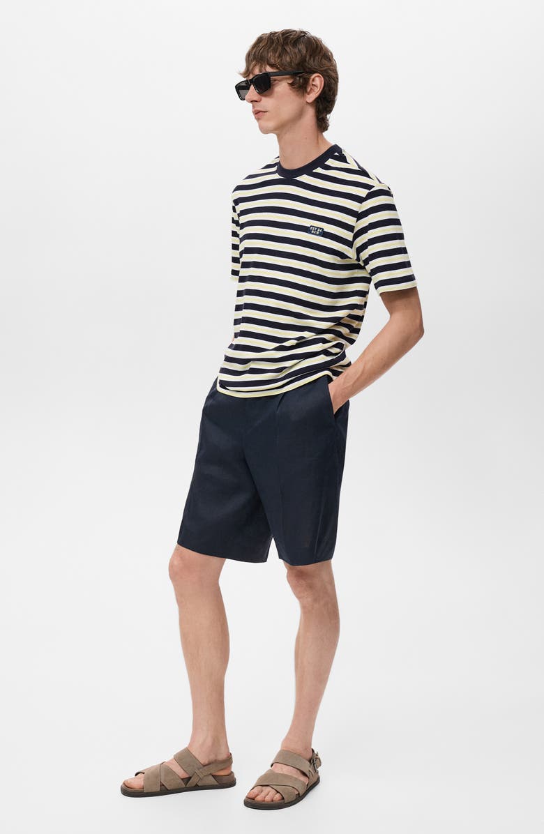 MANGO Regular Fit Stripe Cotton T-Shirt, Alternate, color, Navy