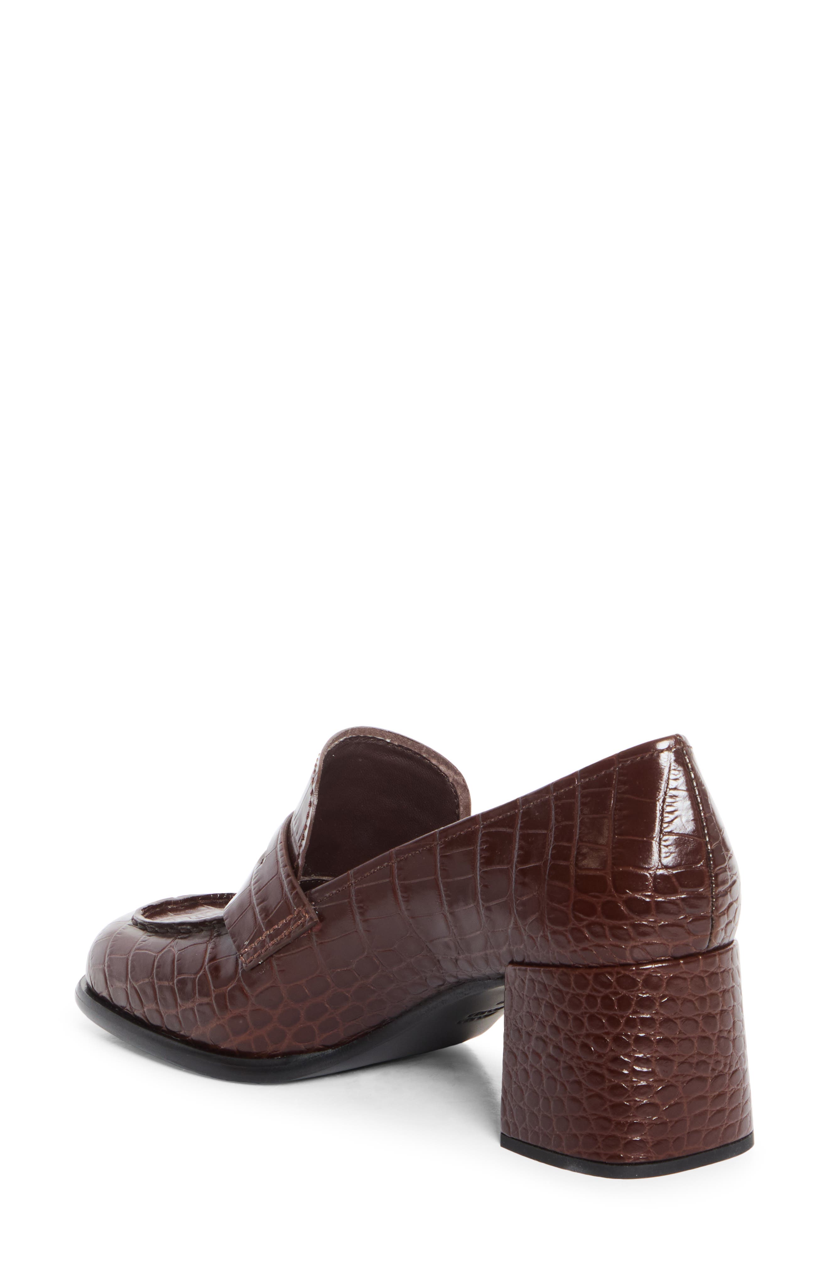 Croc Embossed Leather Loafer Pump, Alternate, color, CACAO