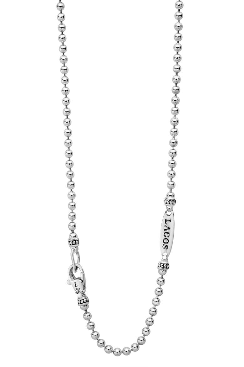 Men's Signature Caviar Sterling Silver Beaded Ball Chain Necklace, Alternate, color, SILVER