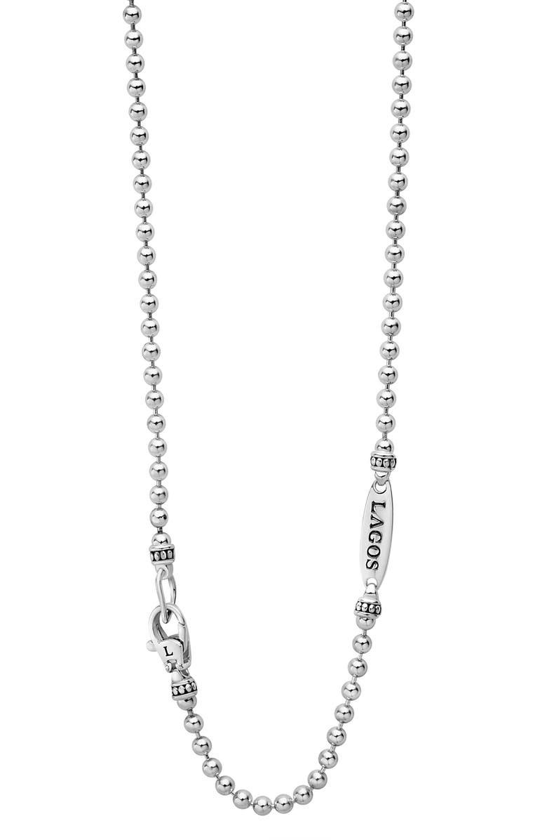 LAGOS Men's Signature Caviar Sterling Silver Beaded Ball Chain Necklace, Alternate, color, Silver