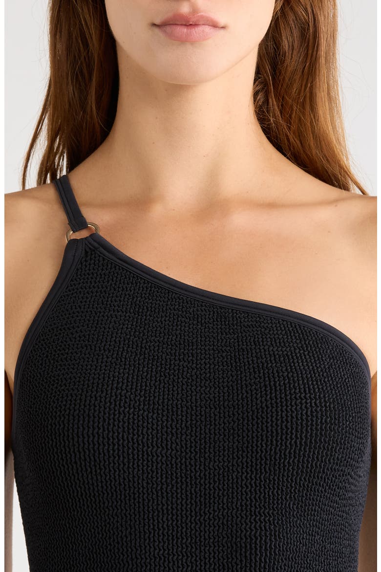 Clara One-Shoulder One-Piece Swimsuit, Alternate, color, BLACK
