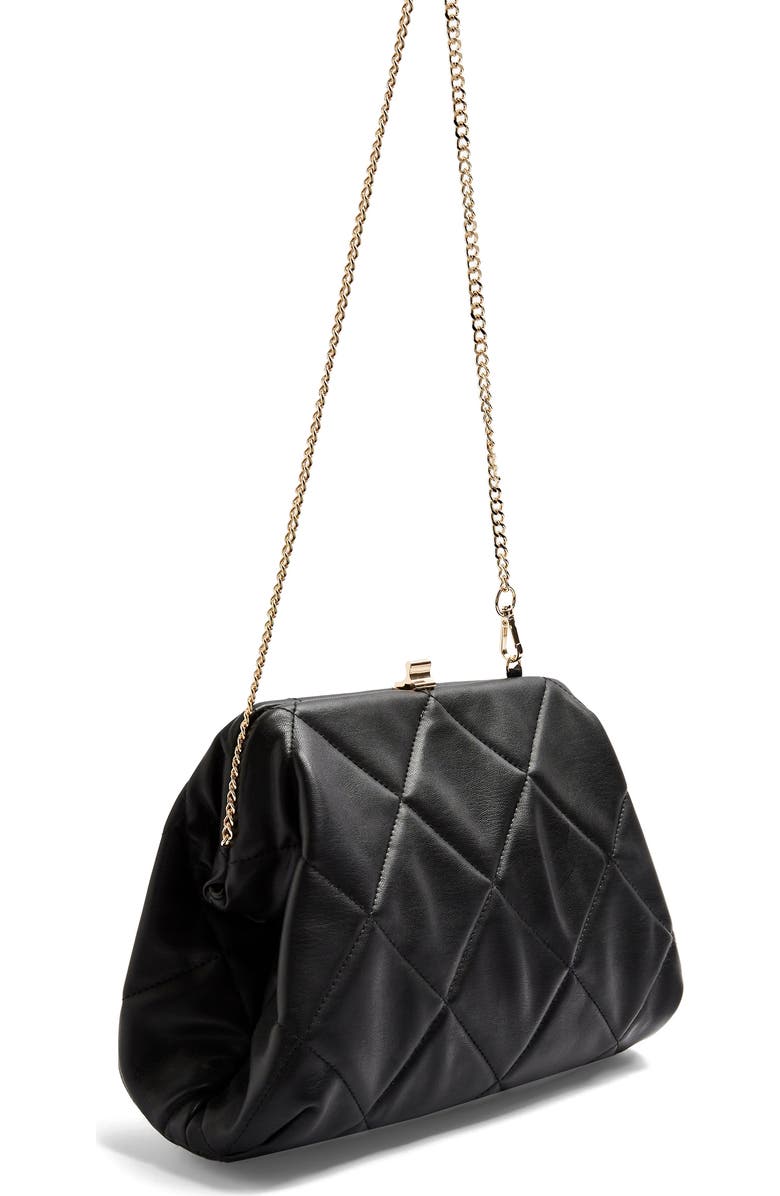 Topshop Quilted Faux Leather Clutch, Alternate, color,