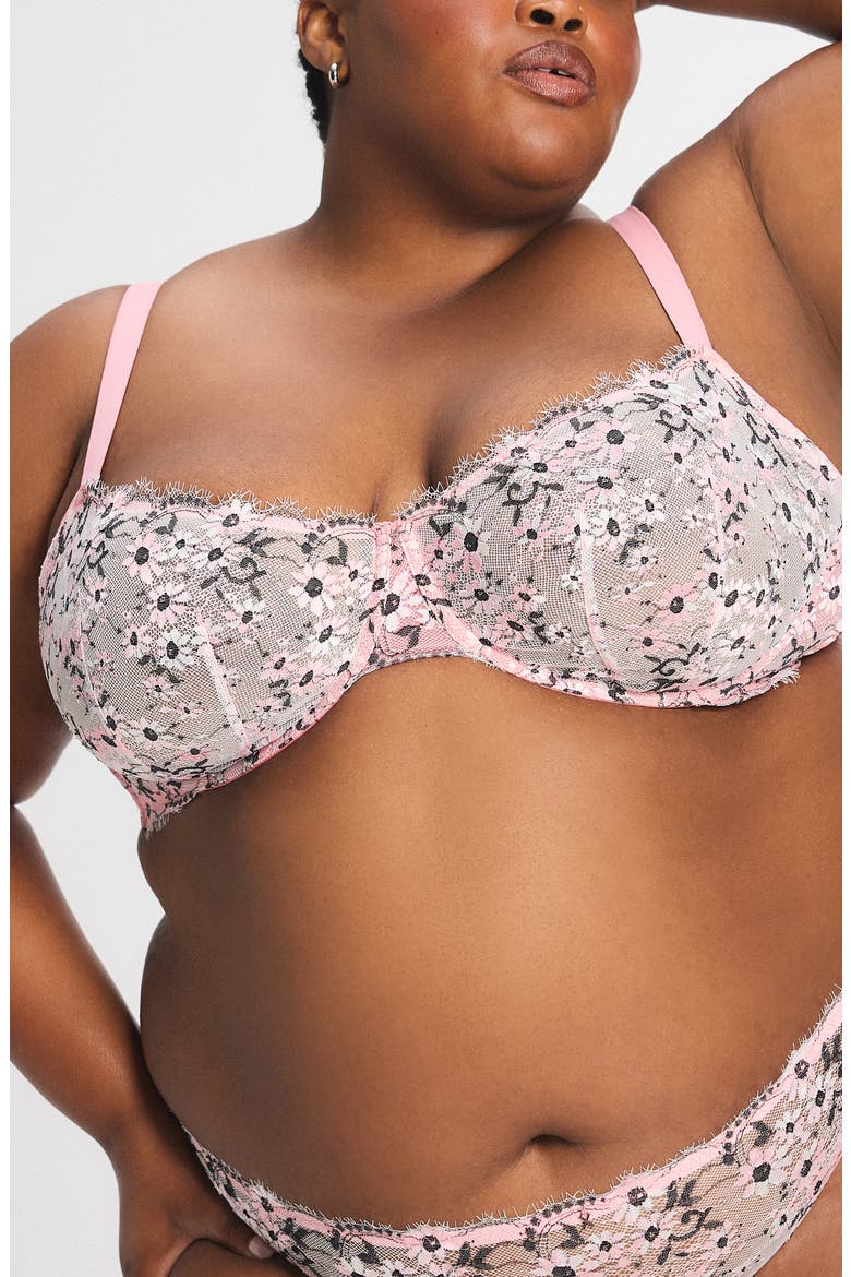 Daisy Darling Unlined Lace Balconette Bra, Alternate, color, GOOD PINK