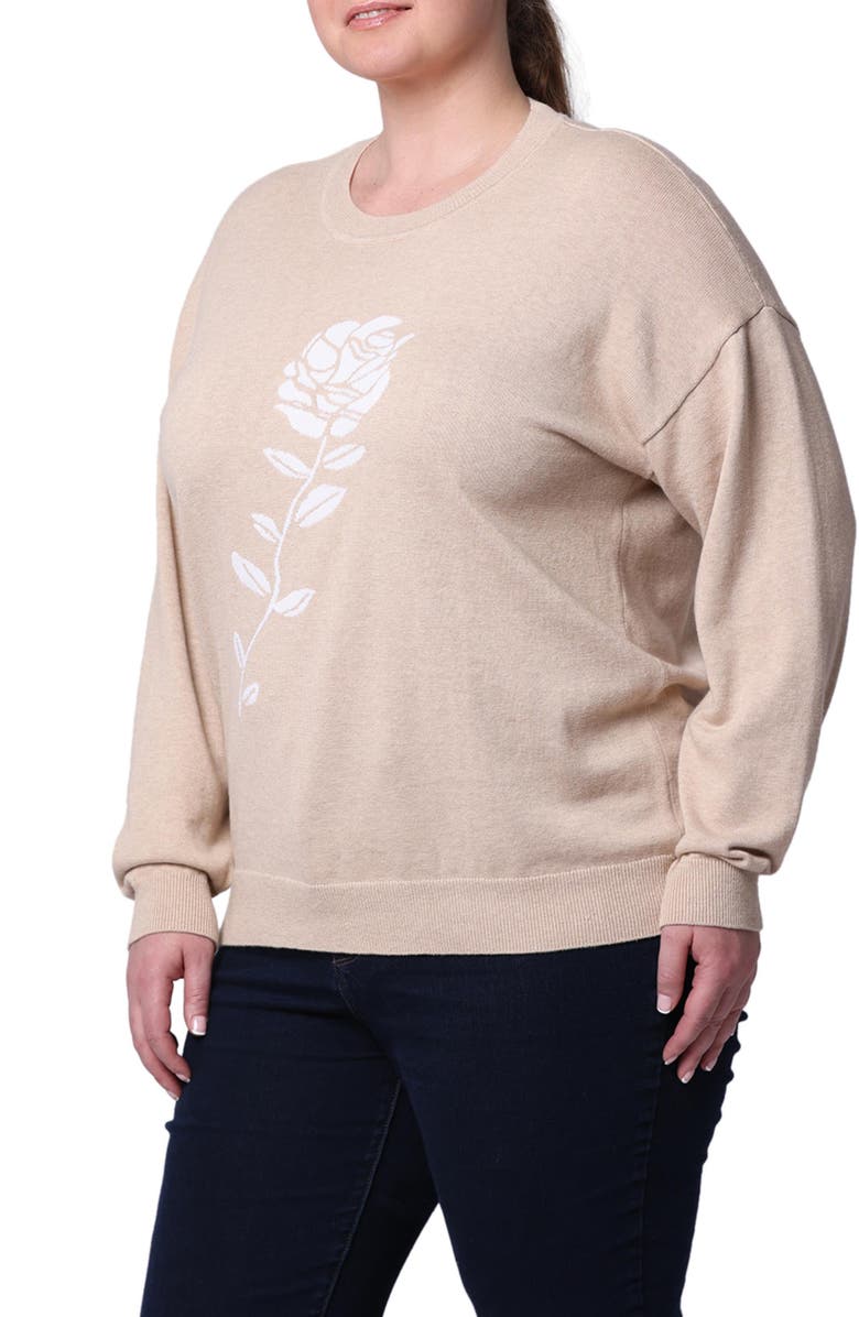 MINNIE ROSE Rose Cotton & Cashmere Sweater, Alternate, color, Brown Sugar