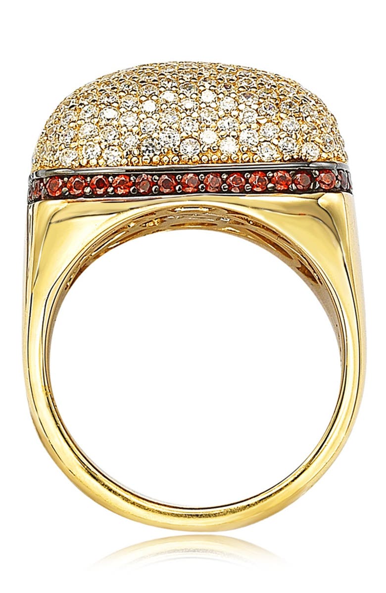 SUZY LEVIAN 14K Yellow Gold Plated Sterling Silver Pavé CZ Square Ring, Alternate, color, Yellow