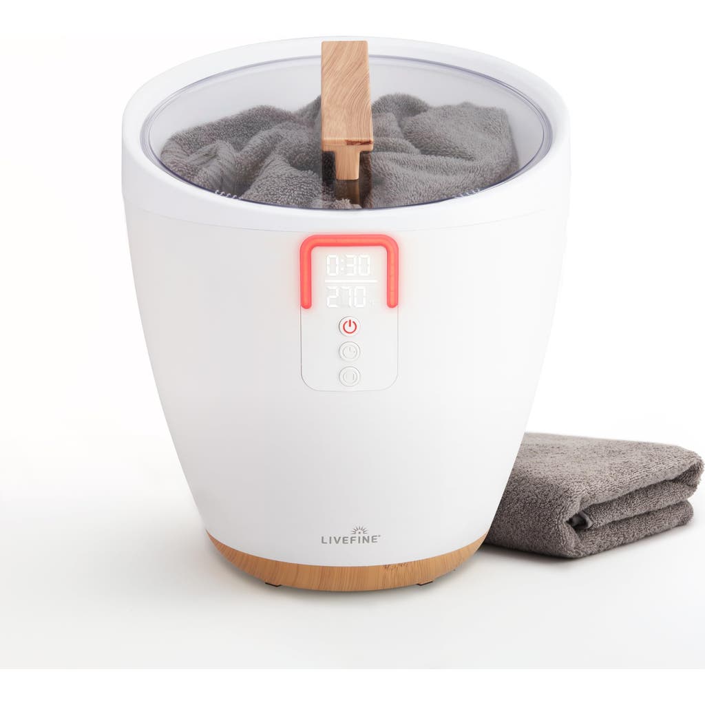 Live Fine Towel Warmer, Small Bucket Style Towel Heater With Led Display, Adjustable Timer, & More! In White