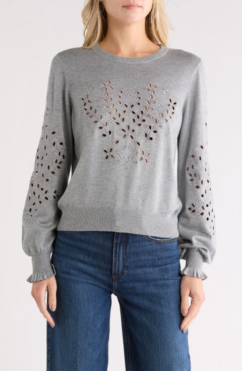 Eyelet Embroidered Sweater