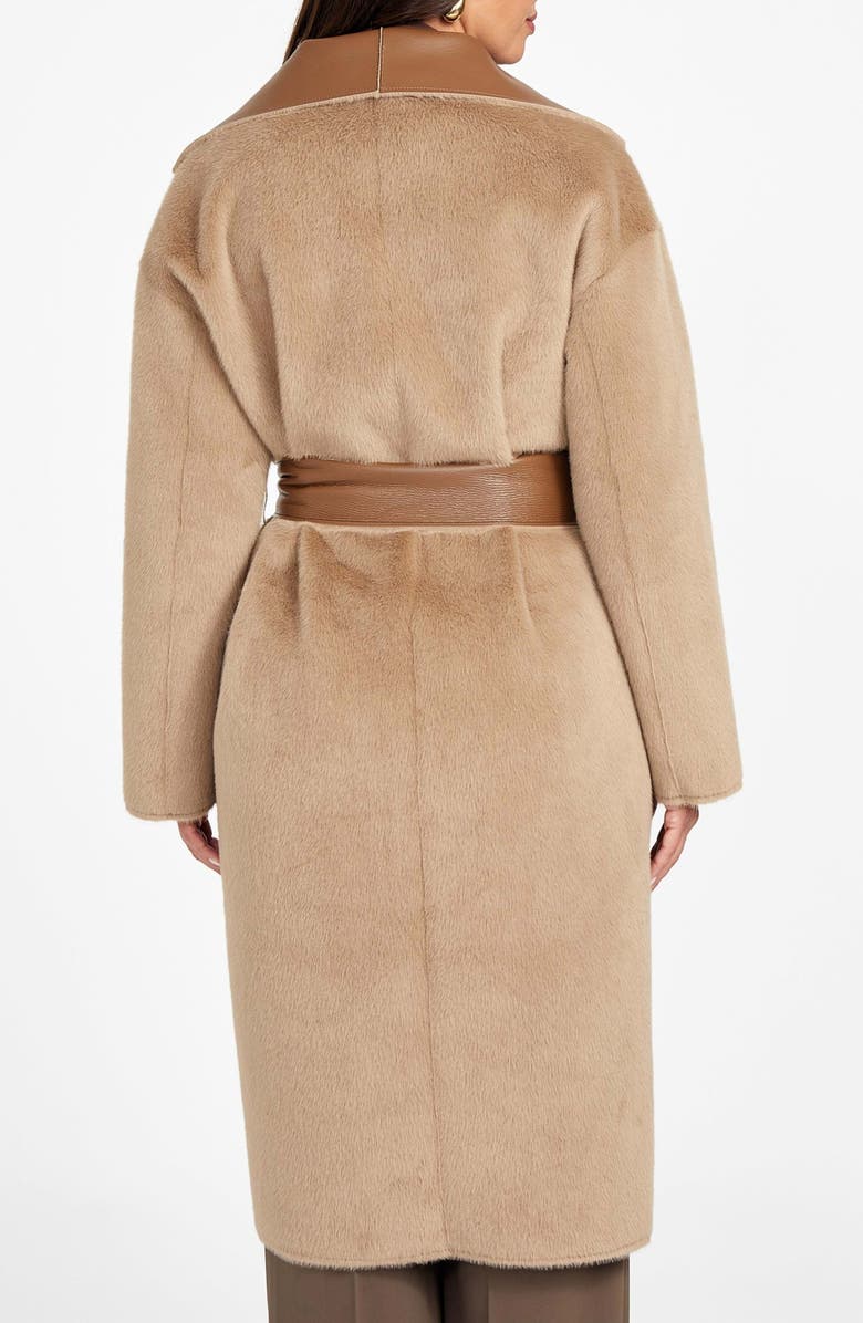 Marciano Ines Reversible Faux Leather & Faux Fur Coat, Alternate, color, Light Taupe