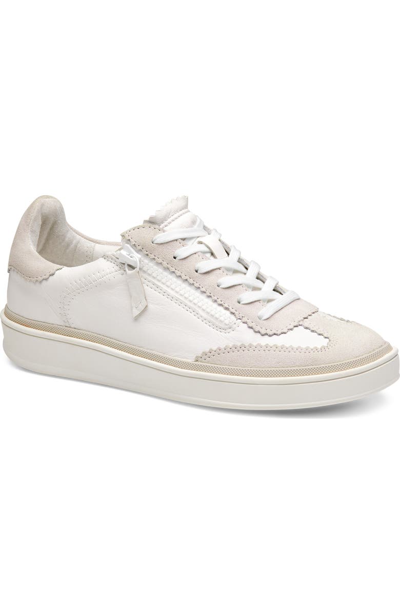 Johnston & Murphy Ashley Side Zip Sneaker, Main, color, White Suede/Glove Leather