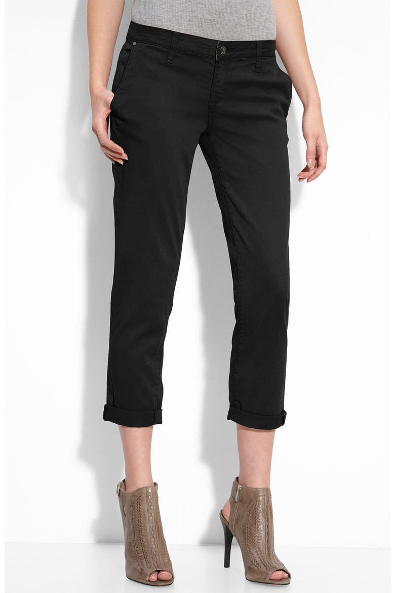 Denim 'Kenya' Stretch Woven Trousers, Alternate, color, BLACK